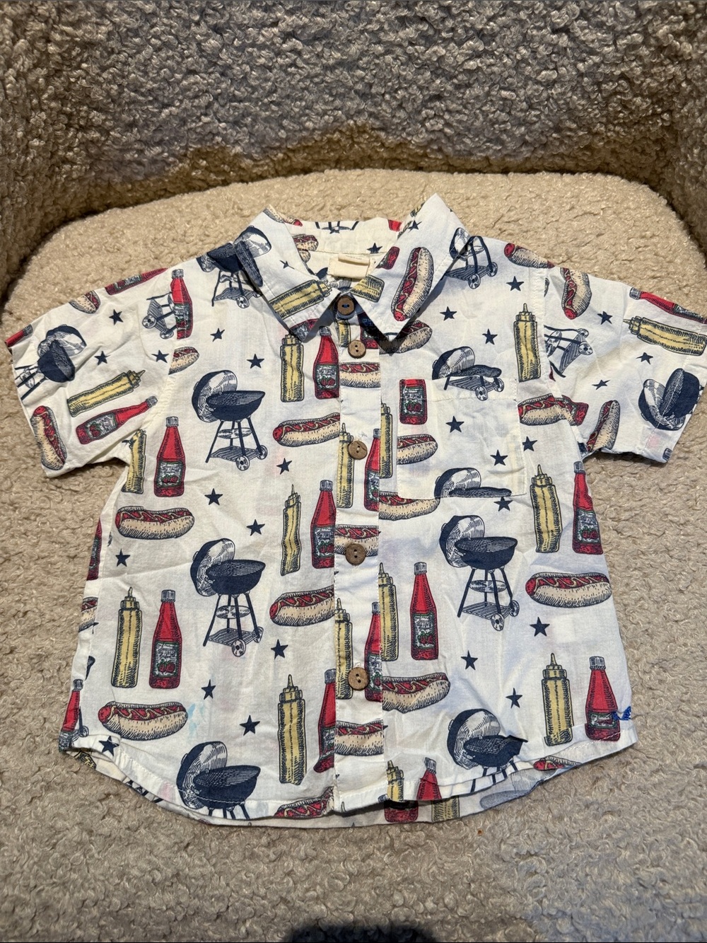 Blue Rooster Collection White Short-Sleeve Grill & Condiment Print Shirt